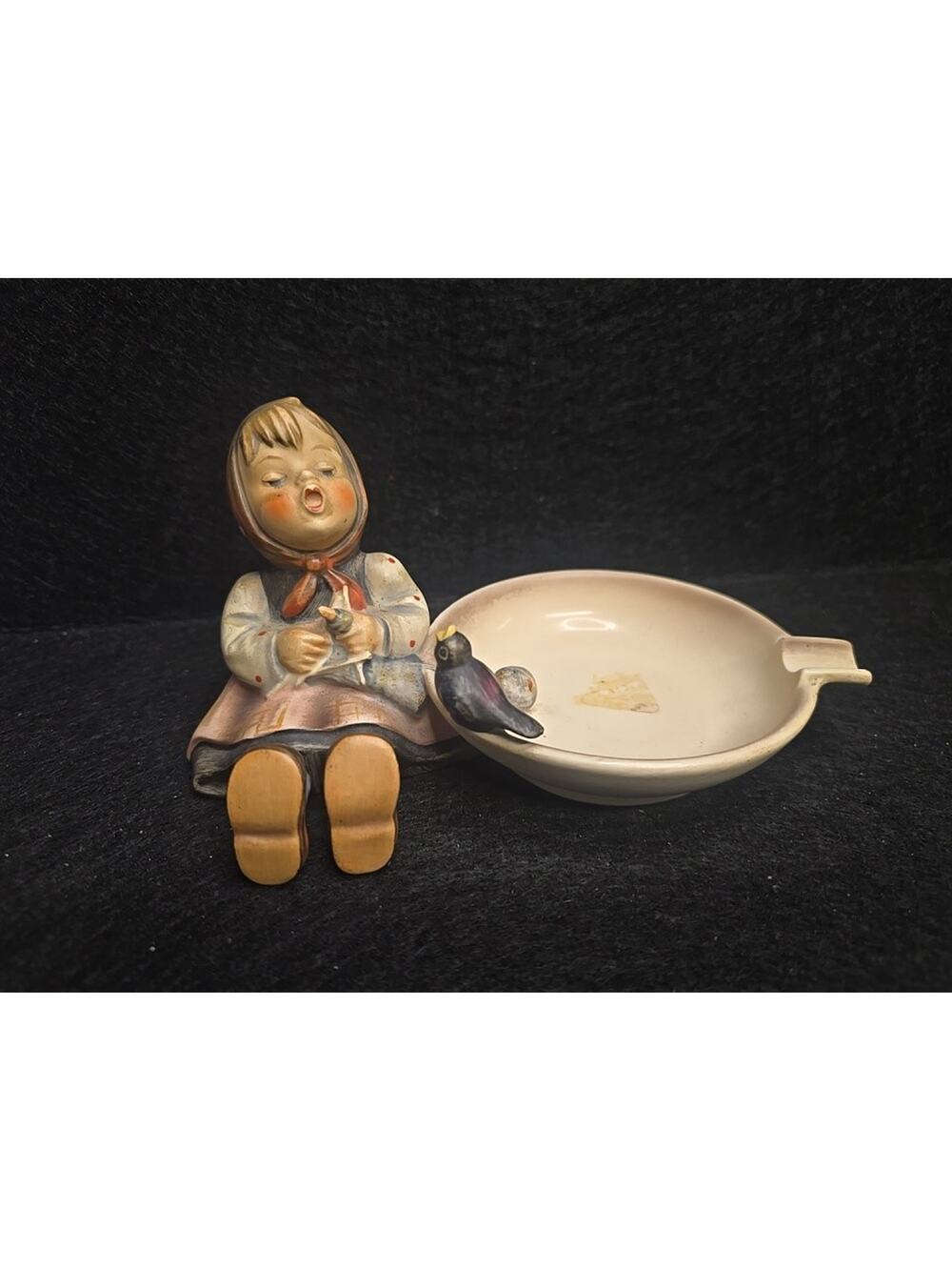 Antique German Hummel HAPPY PASTTIME Pastime Ashtray 1956 West Germany